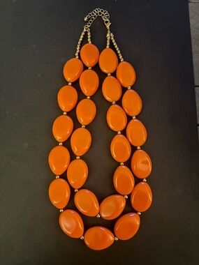 Vintage Bold Bakelite Orange Statement Bead Necklace - Women's Fashion Jewelry